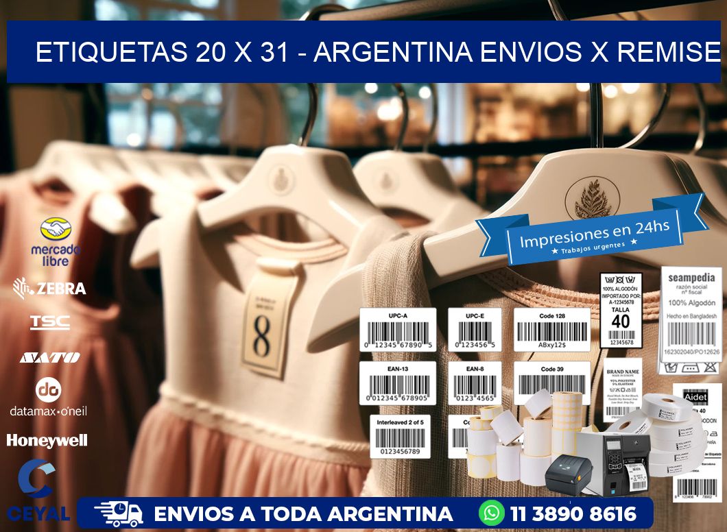 ETIQUETAS 20 x 31 - ARGENTINA ENVIOS X REMISE