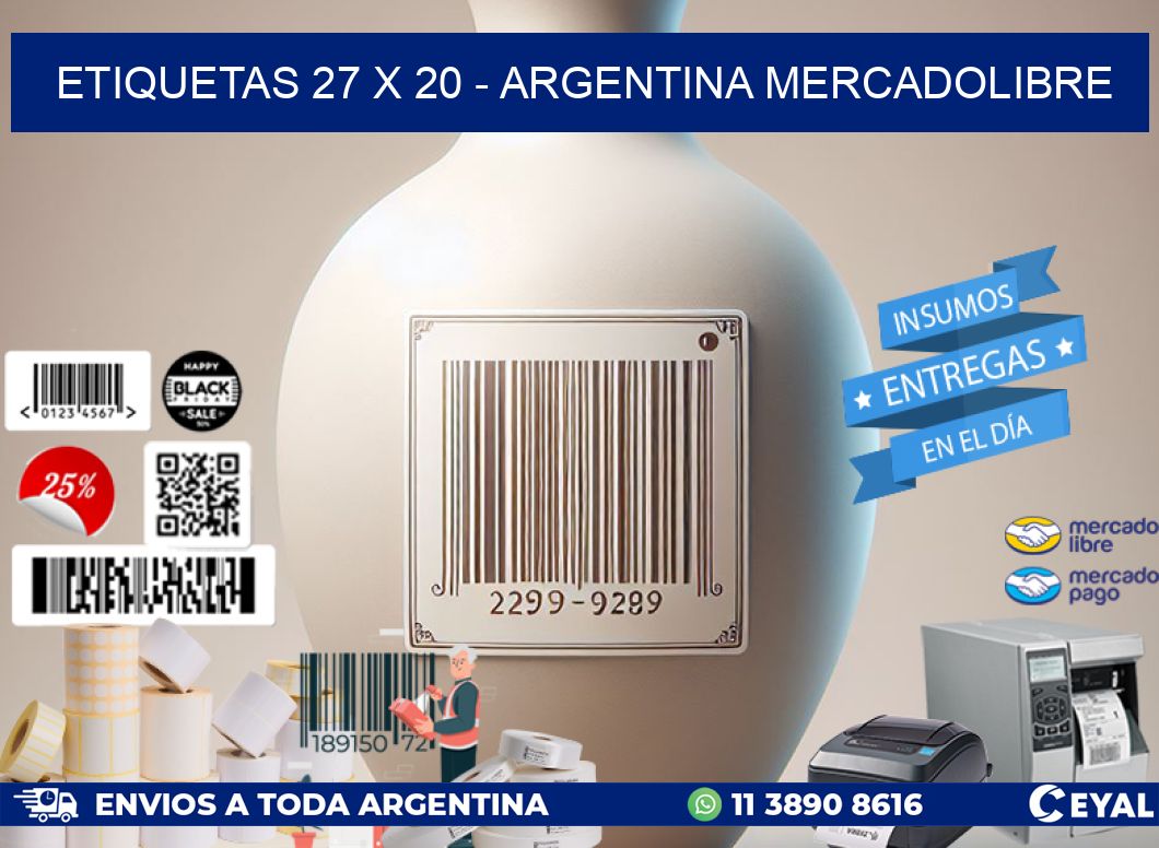 ETIQUETAS 27 x 20 - ARGENTINA MERCADOLIBRE