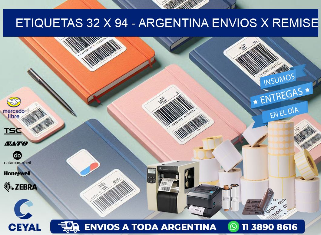 ETIQUETAS 32 x 94 - ARGENTINA ENVIOS X REMISE