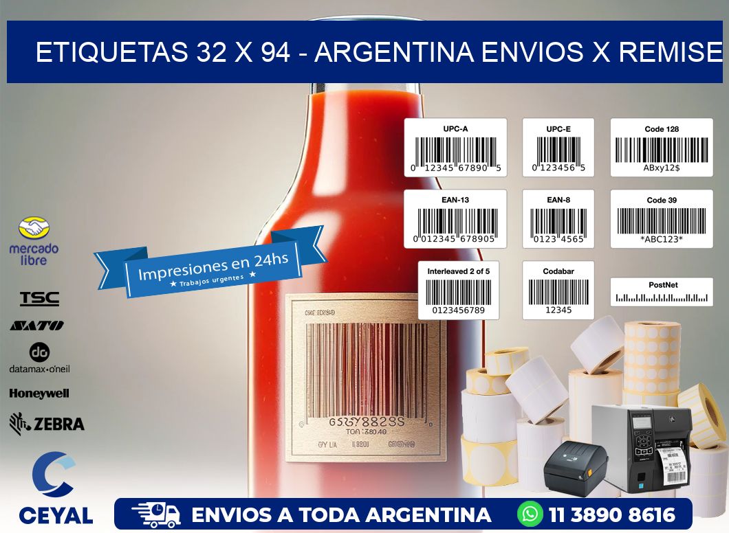 ETIQUETAS 32 x 94 - ARGENTINA ENVIOS X REMISE