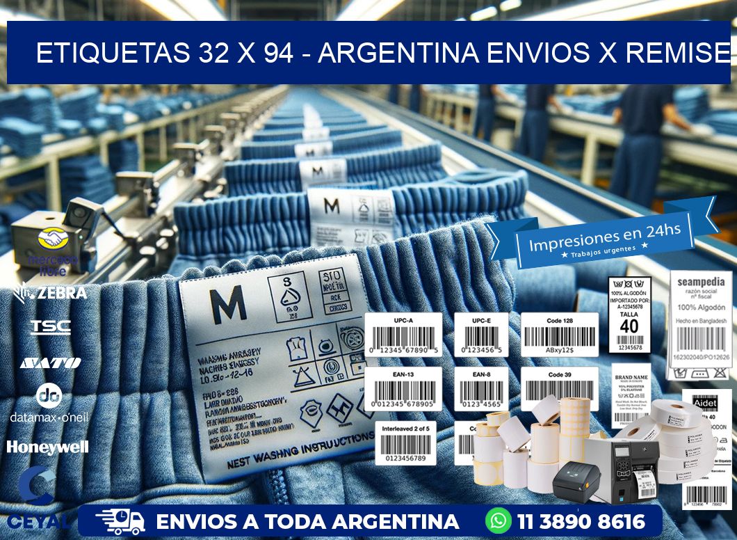 ETIQUETAS 32 x 94 - ARGENTINA ENVIOS X REMISE