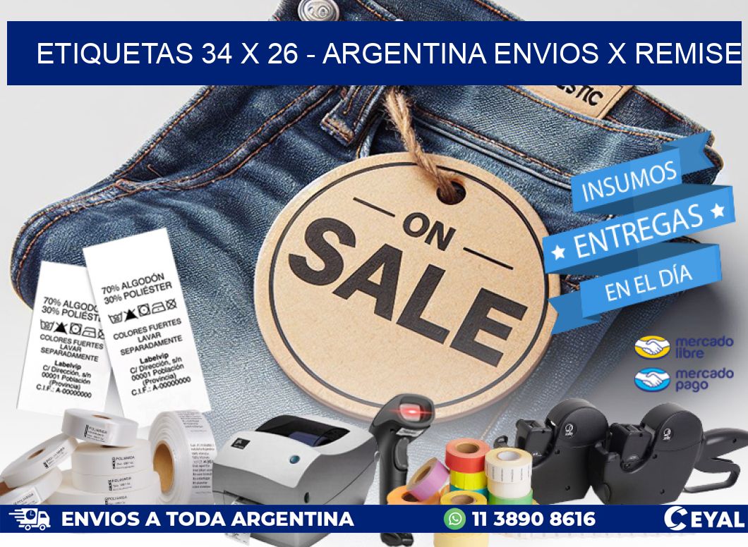 ETIQUETAS 34 x 26 - ARGENTINA ENVIOS X REMISE