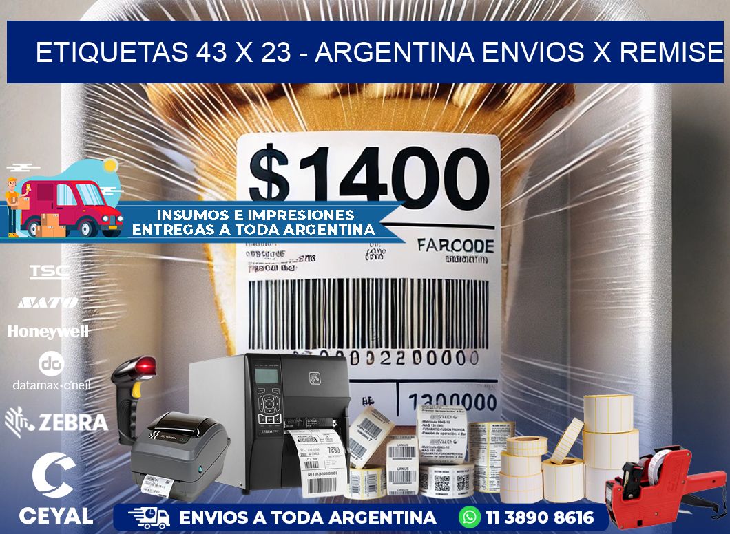 ETIQUETAS 43 x 23 - ARGENTINA ENVIOS X REMISE