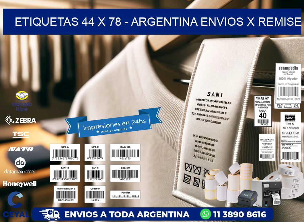 ETIQUETAS 44 x 78 - ARGENTINA ENVIOS X REMISE