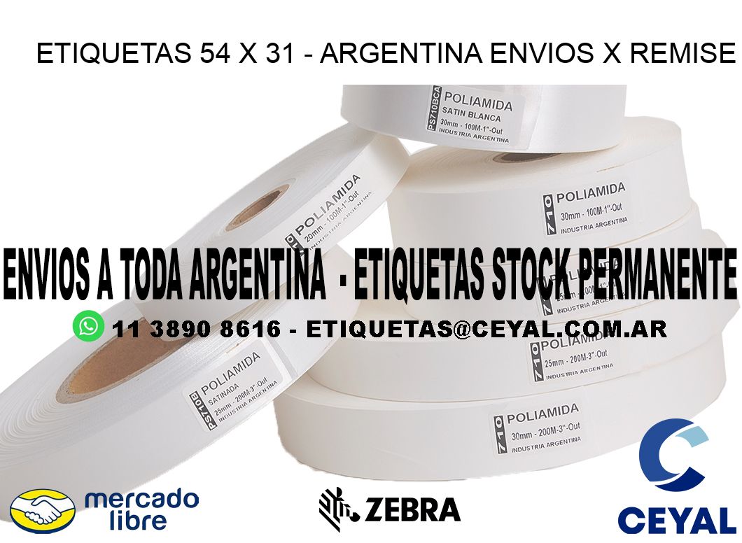 ETIQUETAS 54 x 31 - ARGENTINA ENVIOS X REMISE