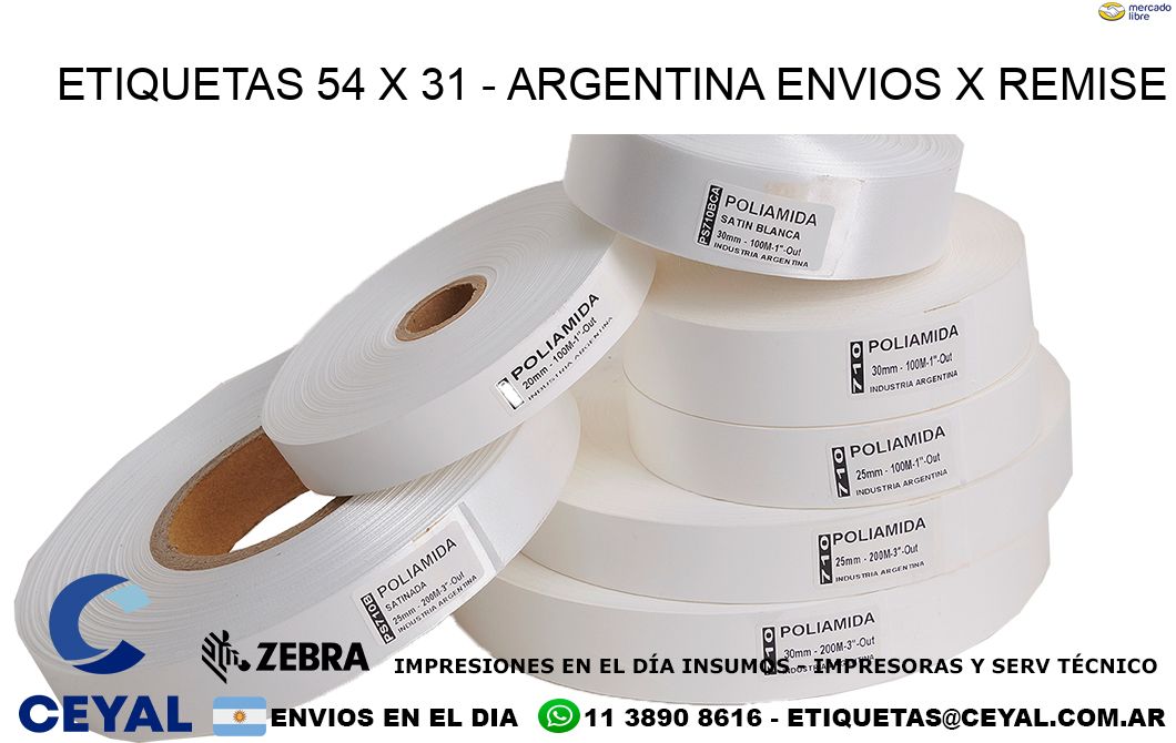 ETIQUETAS 54 x 31 - ARGENTINA ENVIOS X REMISE