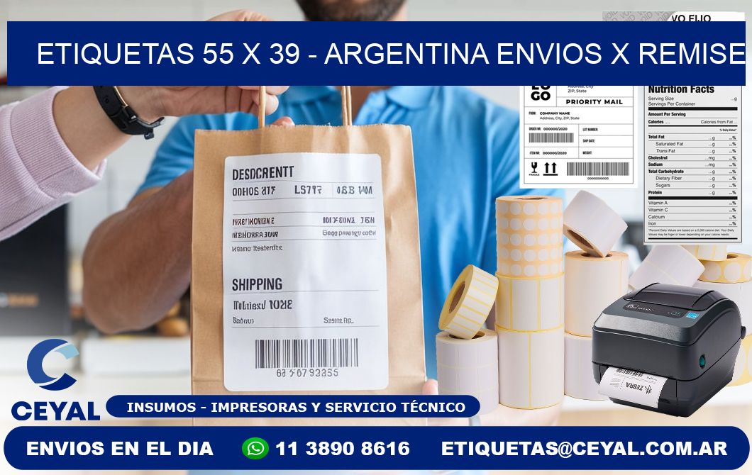 ETIQUETAS 55 x 39 - ARGENTINA ENVIOS X REMISE