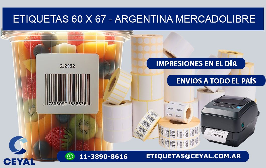 ETIQUETAS 60 x 67 - ARGENTINA MERCADOLIBRE