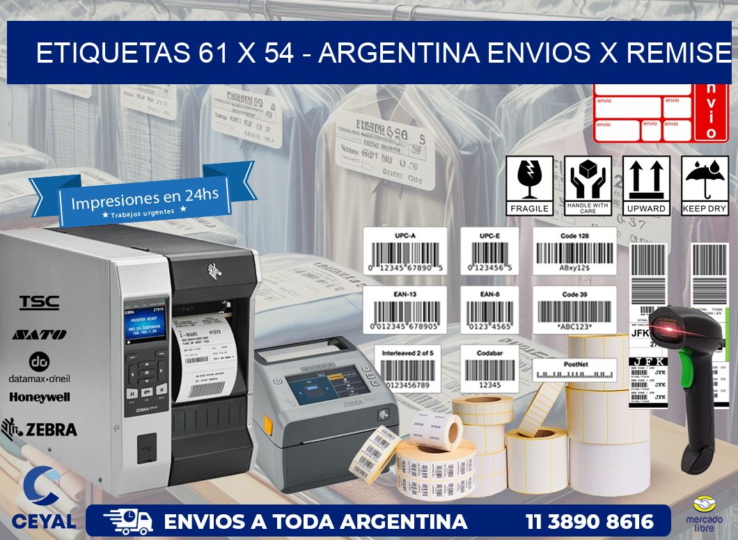 ETIQUETAS 61 x 54 - ARGENTINA ENVIOS X REMISE