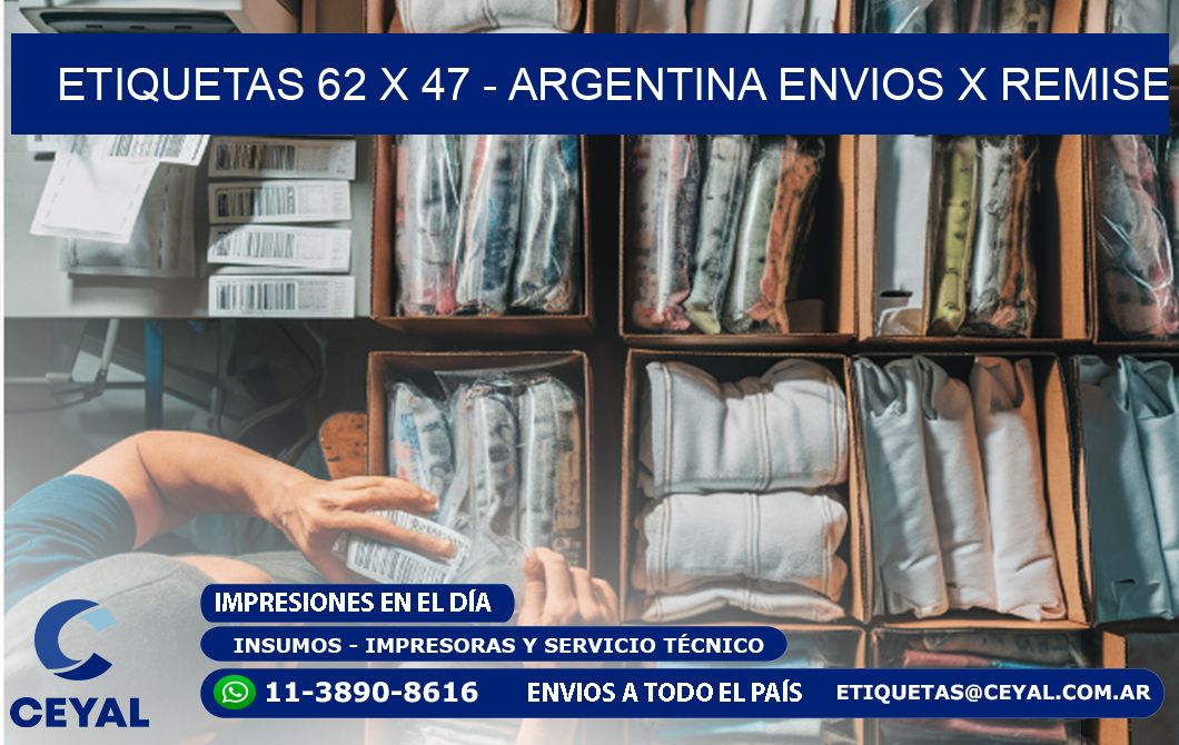 ETIQUETAS 62 x 47 - ARGENTINA ENVIOS X REMISE