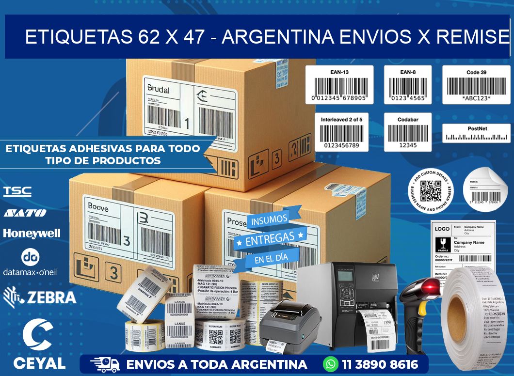 ETIQUETAS 62 x 47 - ARGENTINA ENVIOS X REMISE