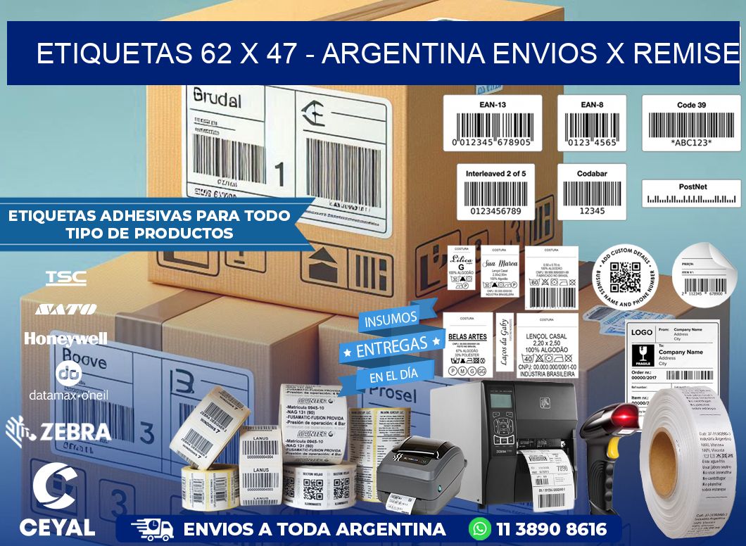 ETIQUETAS 62 x 47 – ARGENTINA ENVIOS X REMISE