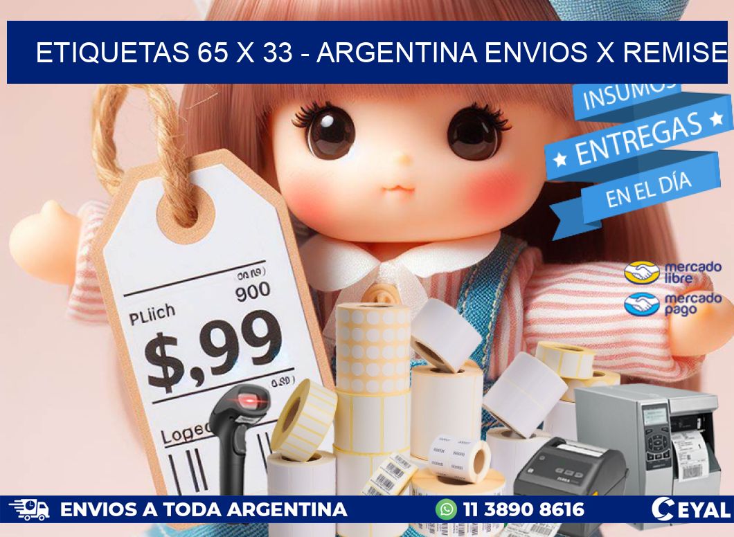 ETIQUETAS 65 x 33 - ARGENTINA ENVIOS X REMISE