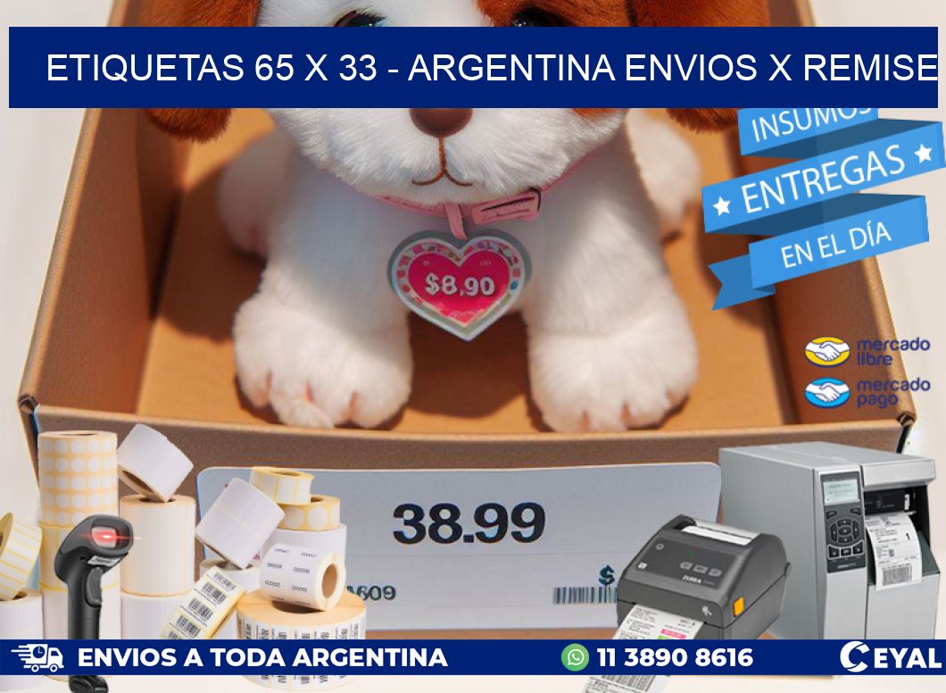 ETIQUETAS 65 x 33 - ARGENTINA ENVIOS X REMISE