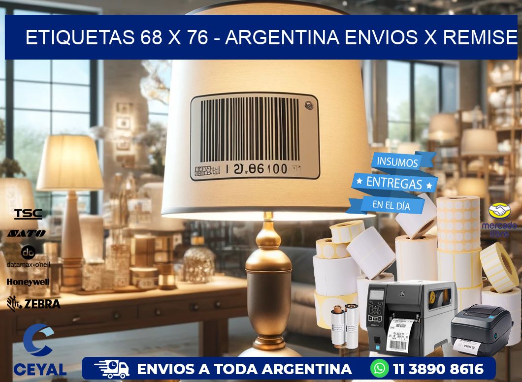 ETIQUETAS 68 x 76 - ARGENTINA ENVIOS X REMISE