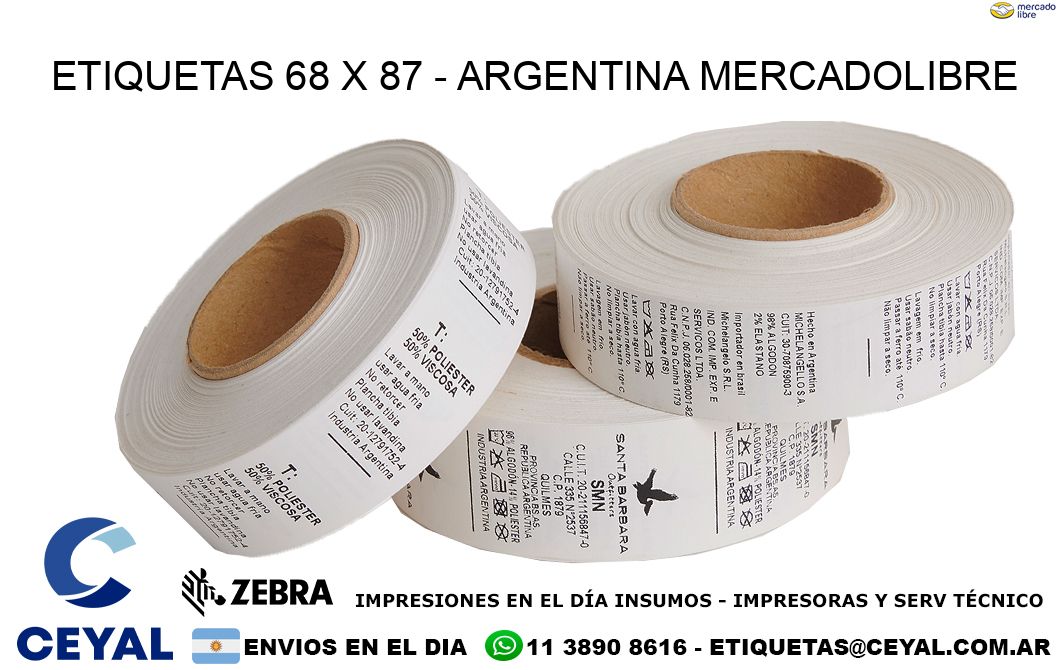 ETIQUETAS 68 x 87 - ARGENTINA MERCADOLIBRE