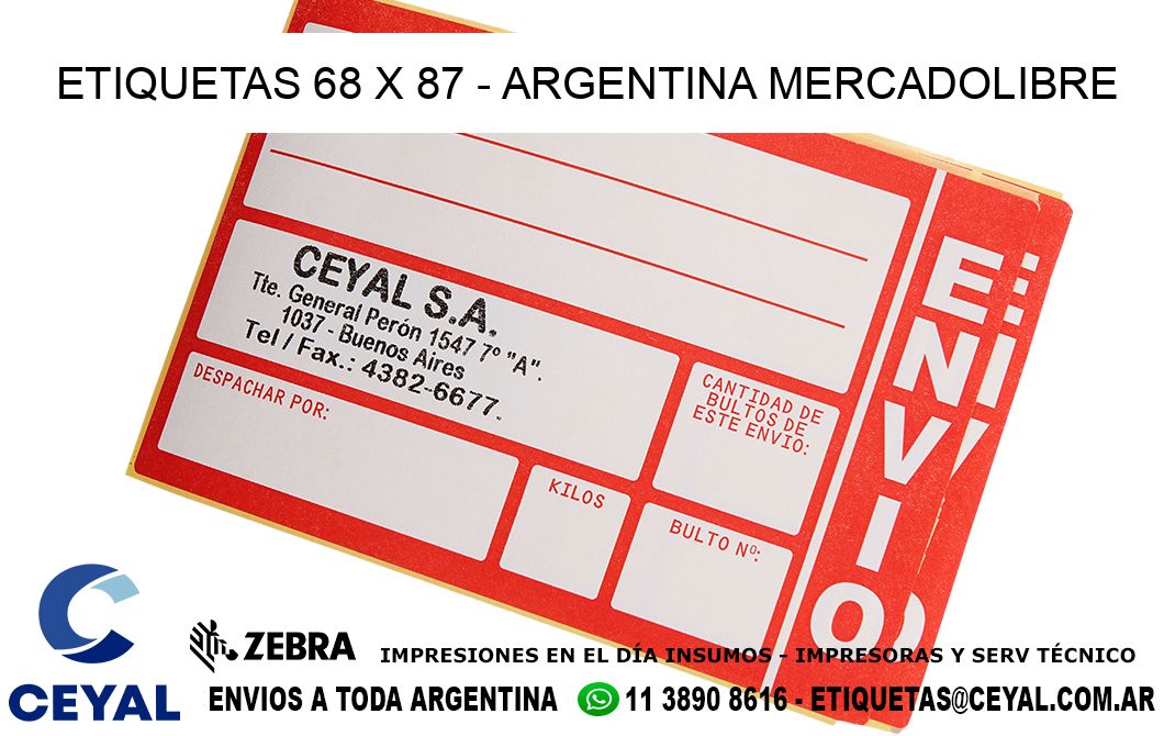 ETIQUETAS 68 x 87 - ARGENTINA MERCADOLIBRE