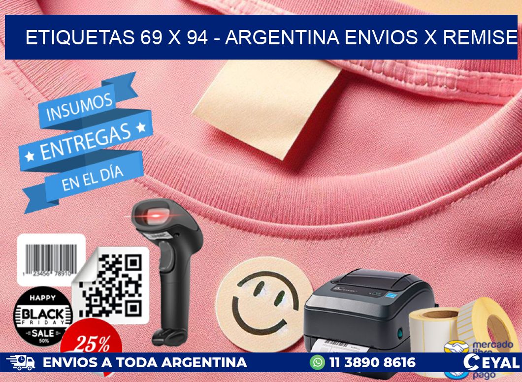 ETIQUETAS 69 x 94 - ARGENTINA ENVIOS X REMISE