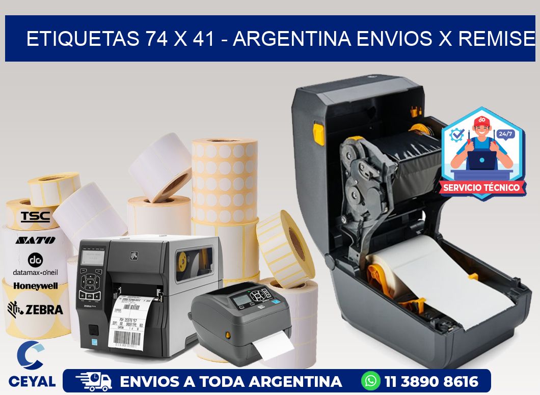 ETIQUETAS 74 x 41 - ARGENTINA ENVIOS X REMISE