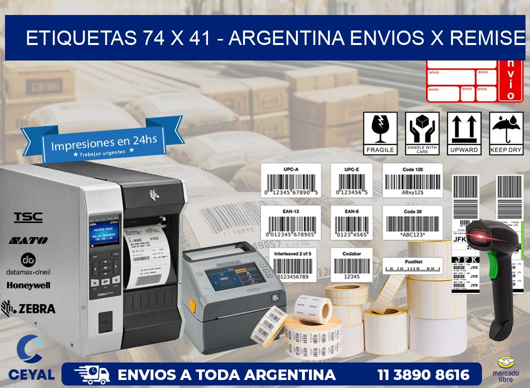 ETIQUETAS 74 x 41 – ARGENTINA ENVIOS X REMISE