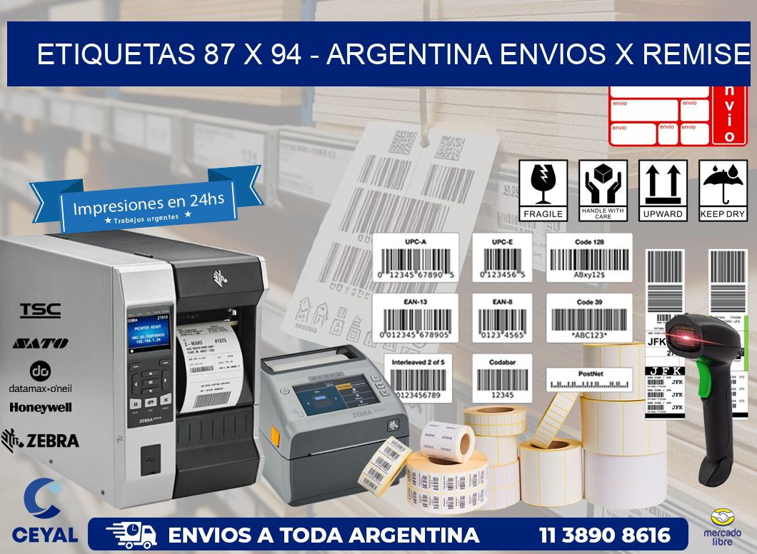 ETIQUETAS 87 x 94 - ARGENTINA ENVIOS X REMISE