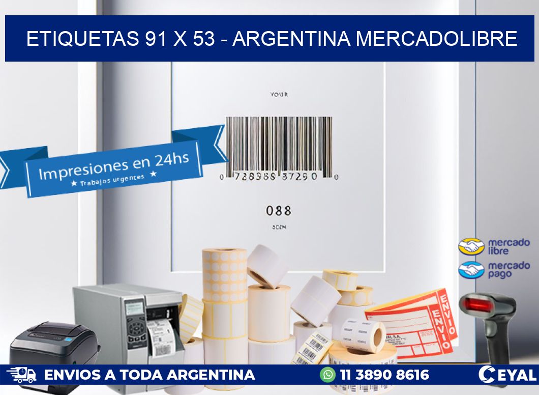 ETIQUETAS 91 x 53 - ARGENTINA MERCADOLIBRE