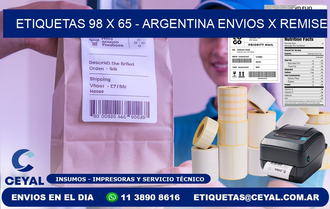 ETIQUETAS 98 x 65 - ARGENTINA ENVIOS X REMISE