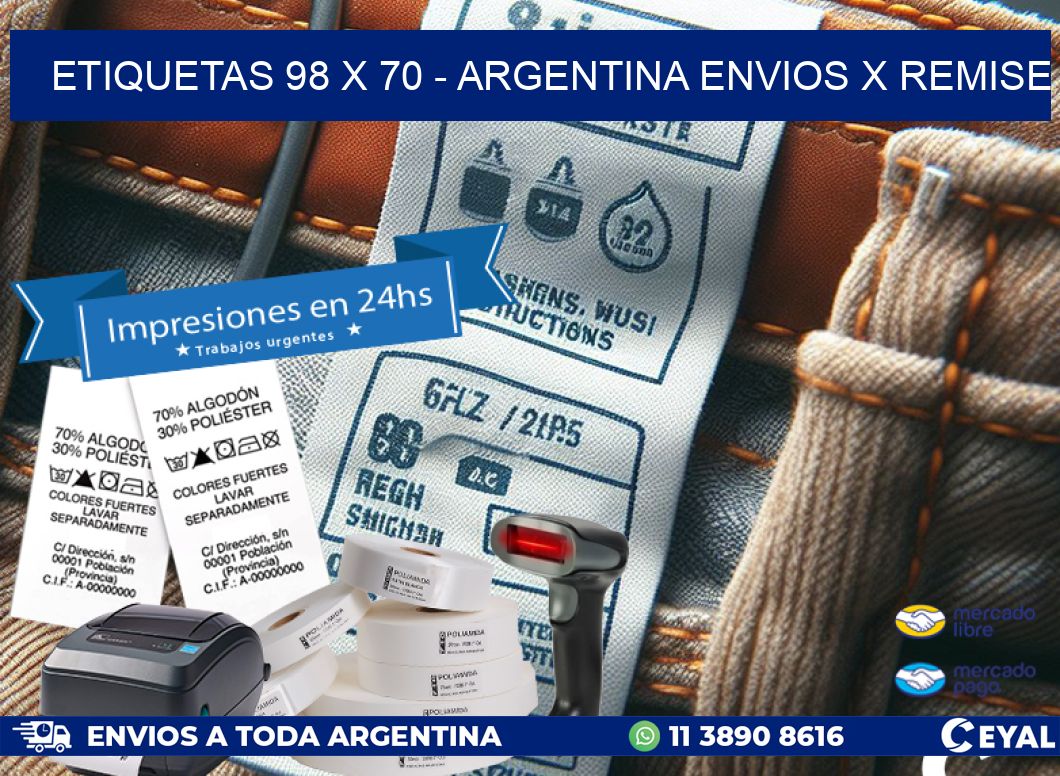 ETIQUETAS 98 x 70 - ARGENTINA ENVIOS X REMISE