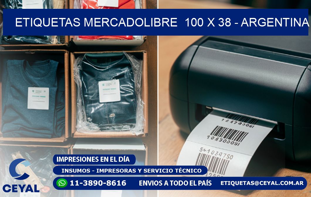 ETIQUETAS MERCADOLIBRE  100 x 38 - ARGENTINA