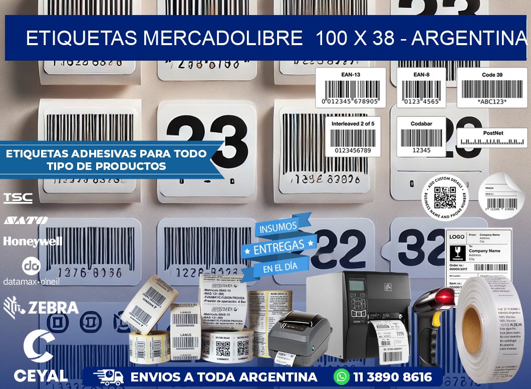 ETIQUETAS MERCADOLIBRE  100 x 38 - ARGENTINA