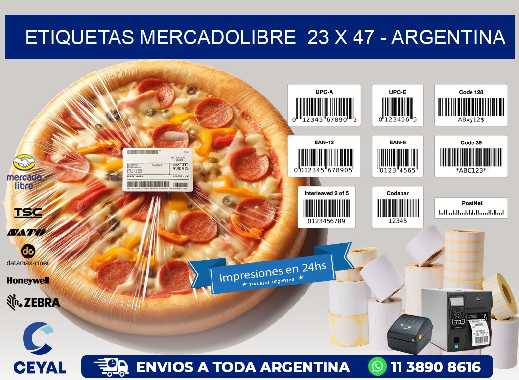 ETIQUETAS MERCADOLIBRE  23 x 47 - ARGENTINA