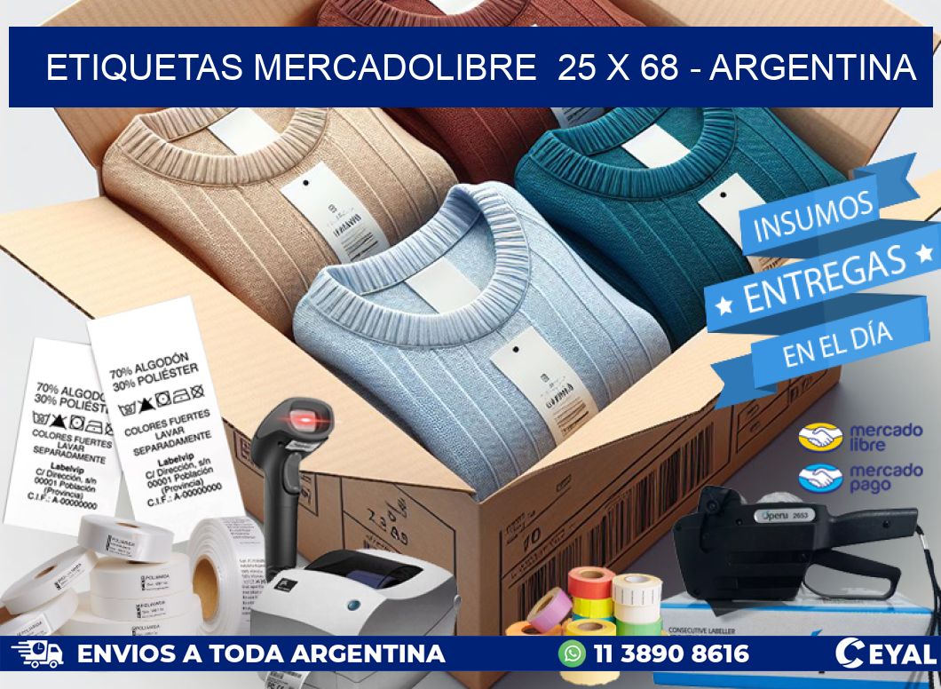 ETIQUETAS MERCADOLIBRE  25 x 68 – ARGENTINA