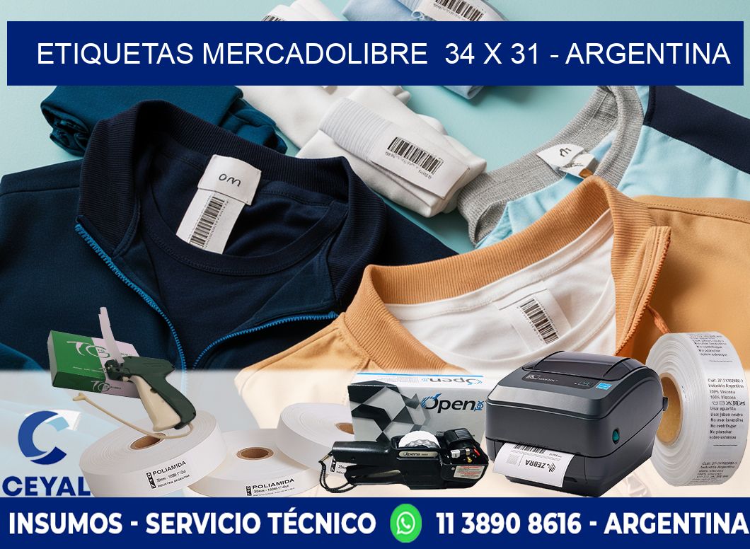 ETIQUETAS MERCADOLIBRE  34 x 31 - ARGENTINA