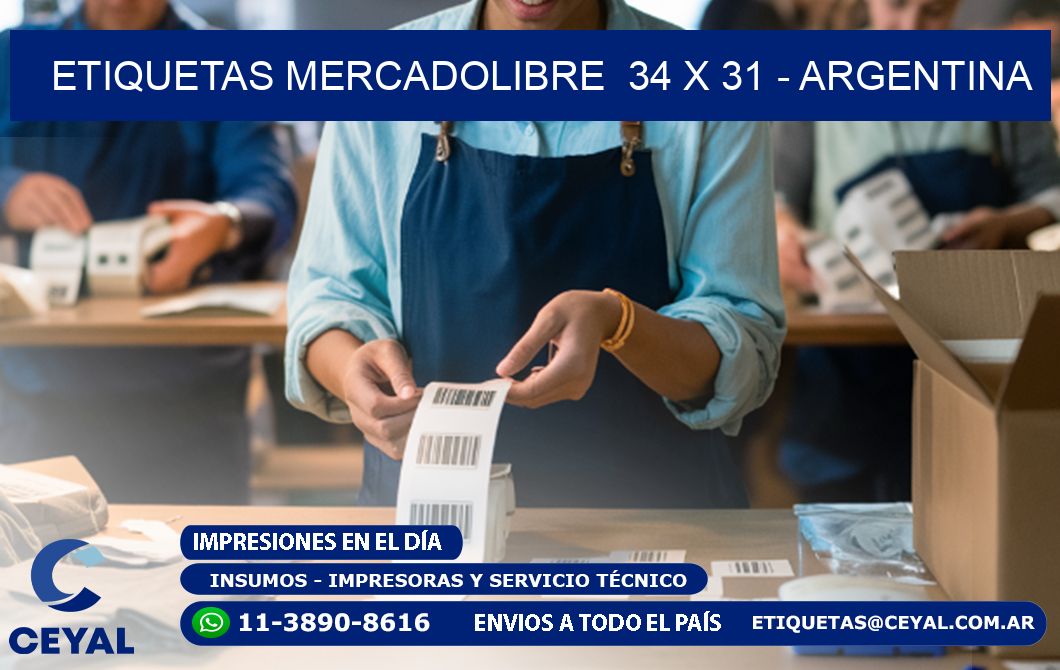 ETIQUETAS MERCADOLIBRE  34 x 31 - ARGENTINA