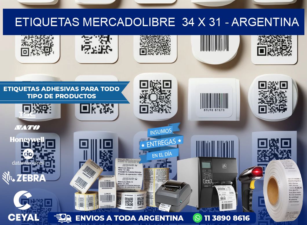 ETIQUETAS MERCADOLIBRE  34 x 31 - ARGENTINA