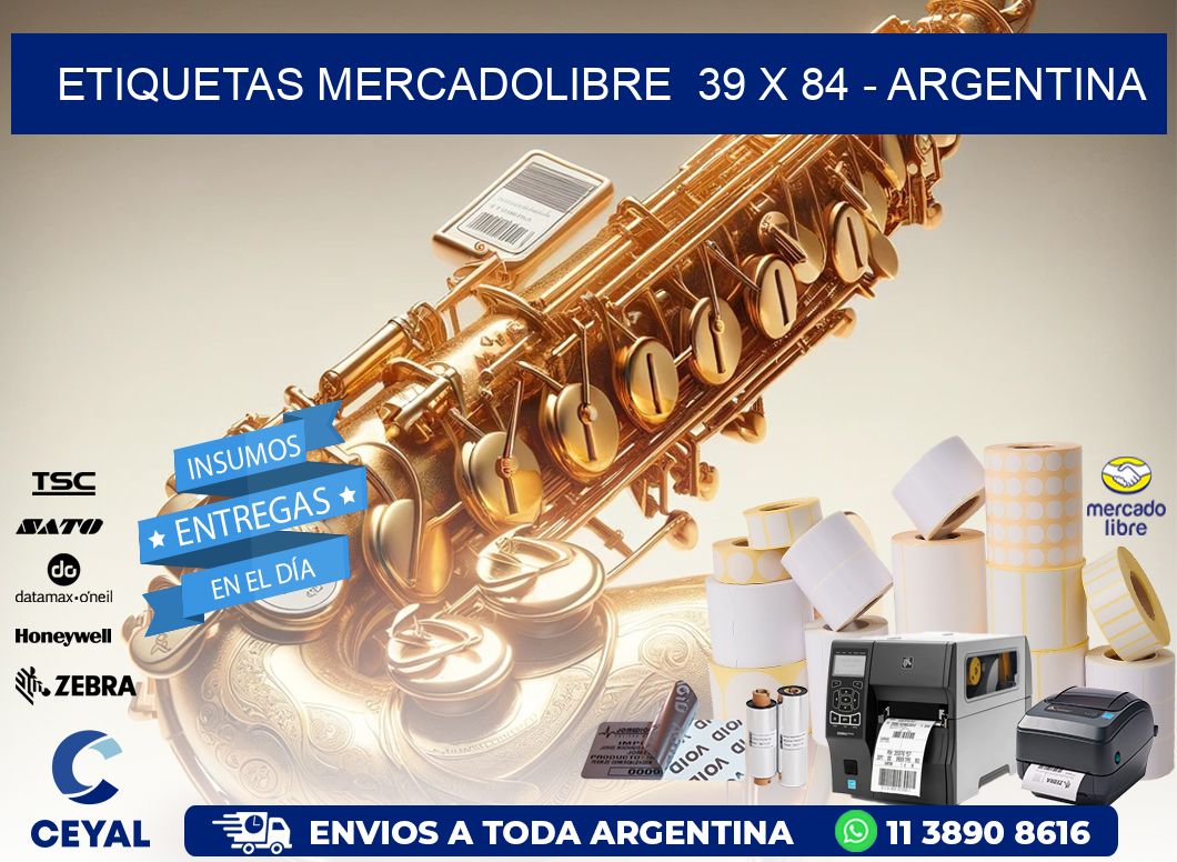 ETIQUETAS MERCADOLIBRE  39 x 84 - ARGENTINA