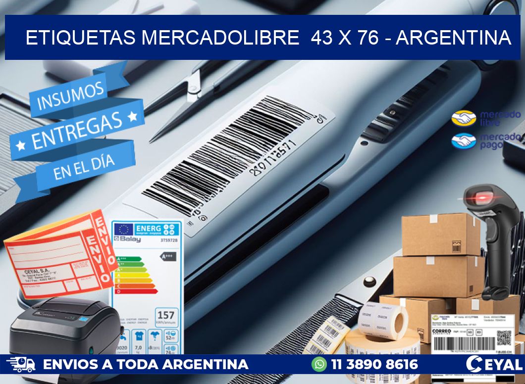 ETIQUETAS MERCADOLIBRE  43 x 76 - ARGENTINA