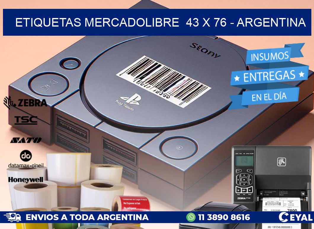 ETIQUETAS MERCADOLIBRE  43 x 76 - ARGENTINA