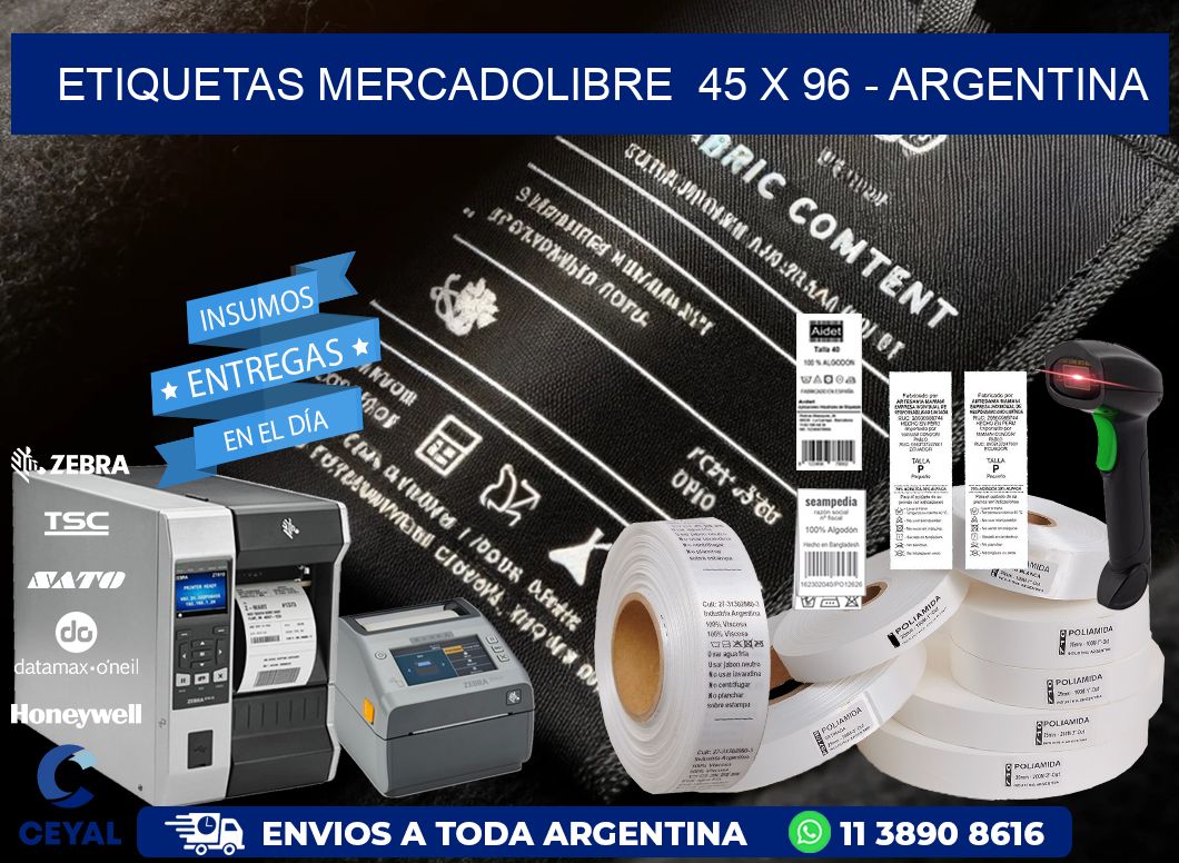 ETIQUETAS MERCADOLIBRE  45 x 96 - ARGENTINA