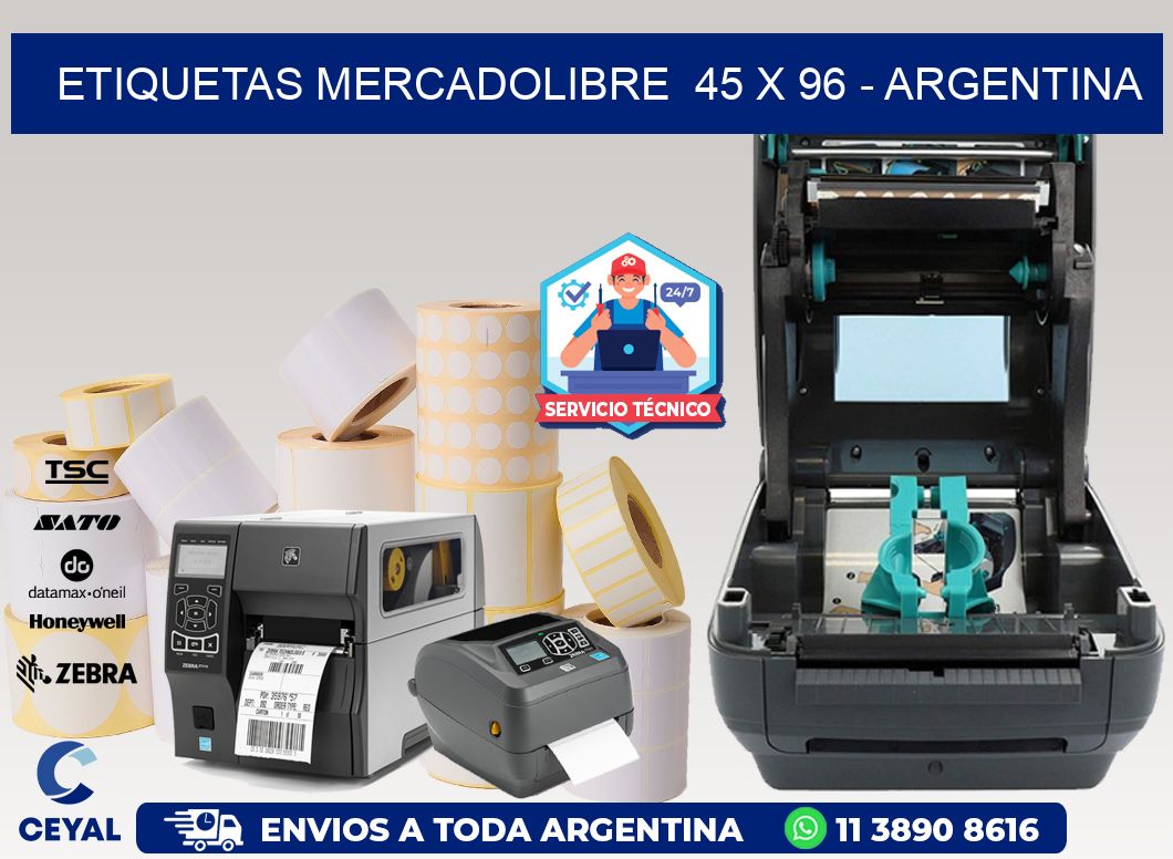 ETIQUETAS MERCADOLIBRE  45 x 96 - ARGENTINA