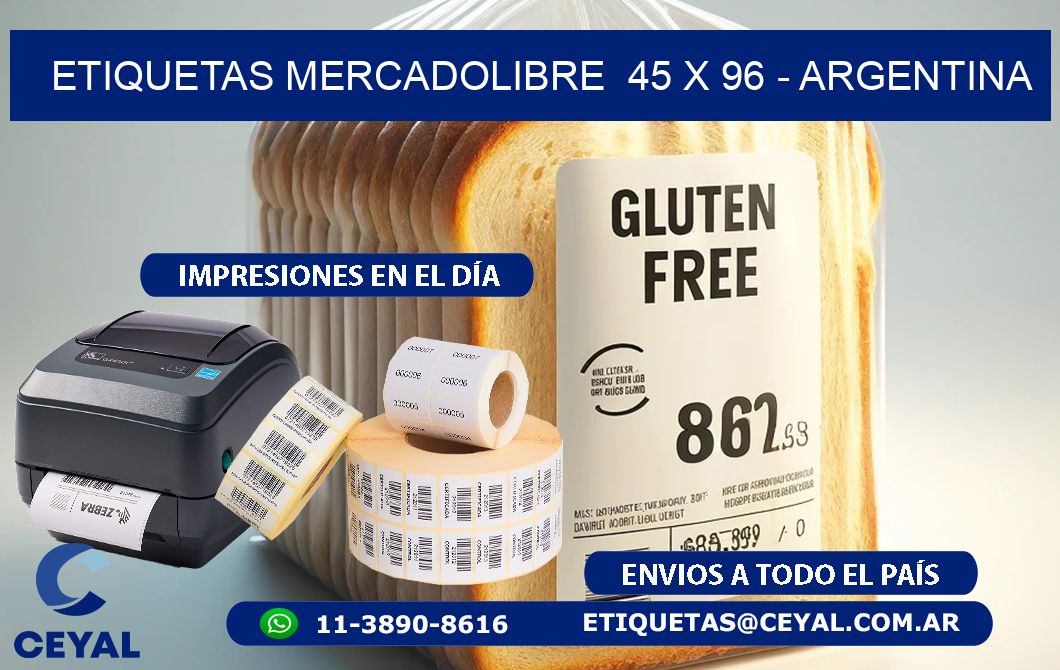 ETIQUETAS MERCADOLIBRE  45 x 96 - ARGENTINA