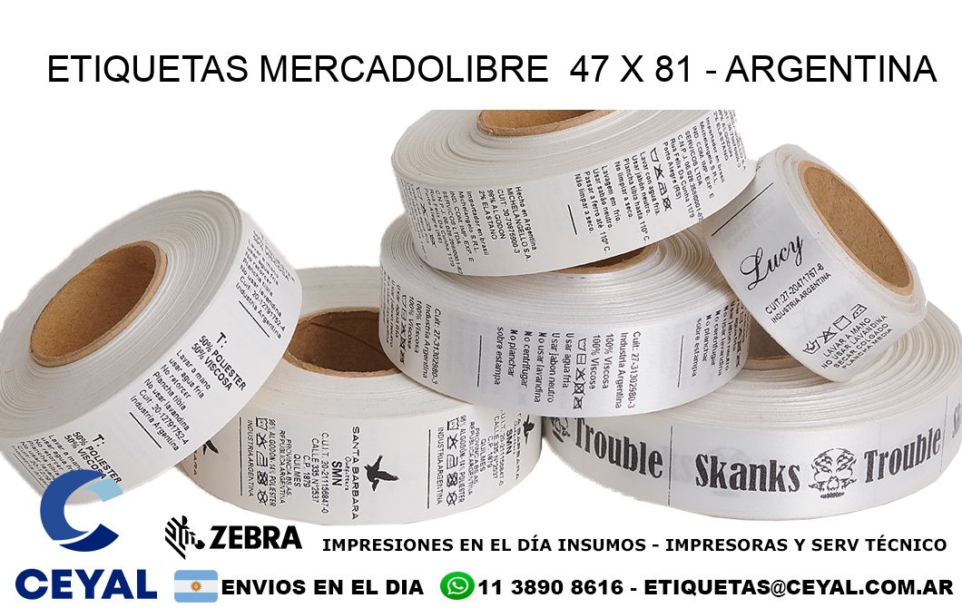 ETIQUETAS MERCADOLIBRE  47 x 81 - ARGENTINA