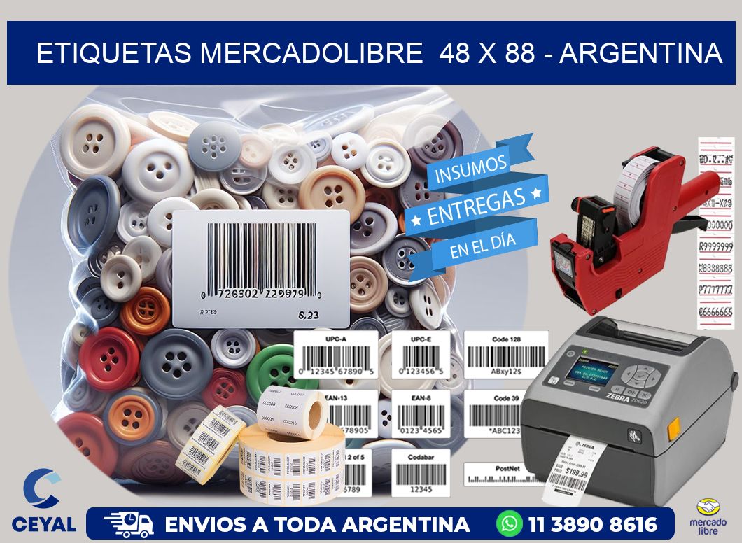 ETIQUETAS MERCADOLIBRE  48 x 88 - ARGENTINA