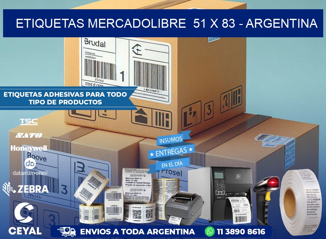 ETIQUETAS MERCADOLIBRE  51 x 83 - ARGENTINA