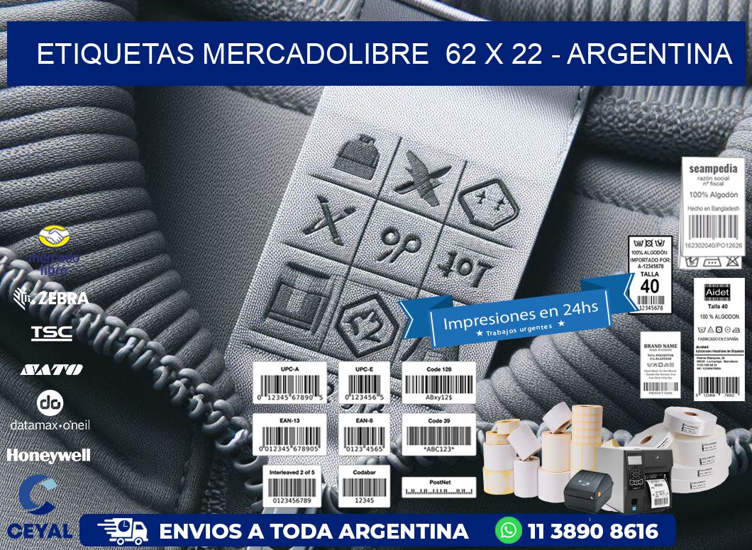 ETIQUETAS MERCADOLIBRE  62 x 22 - ARGENTINA