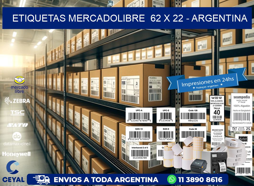 ETIQUETAS MERCADOLIBRE  62 x 22 – ARGENTINA