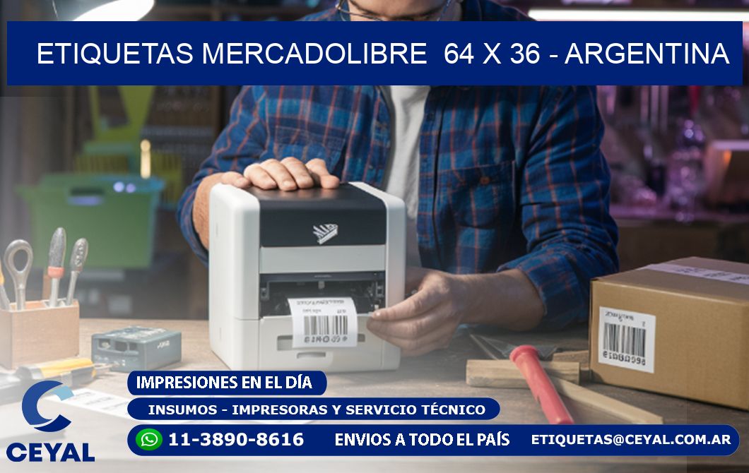 ETIQUETAS MERCADOLIBRE  64 x 36 - ARGENTINA