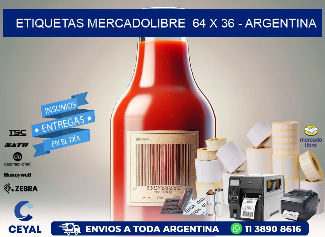 ETIQUETAS MERCADOLIBRE  64 x 36 - ARGENTINA