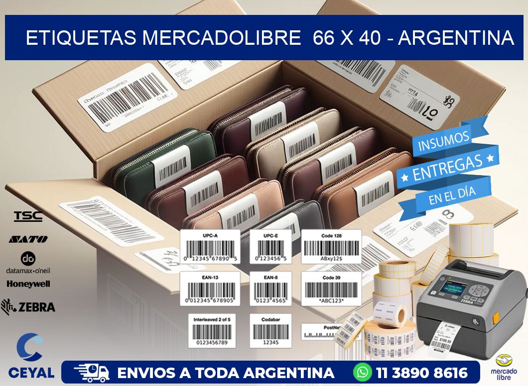 ETIQUETAS MERCADOLIBRE  66 x 40 - ARGENTINA