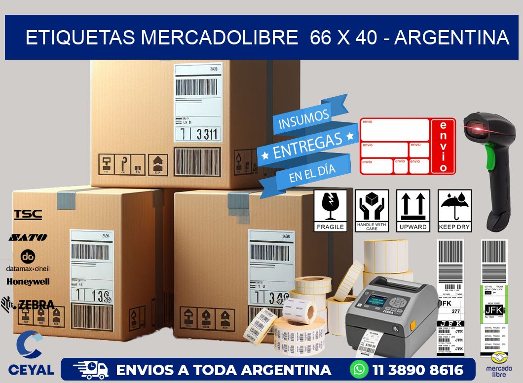 ETIQUETAS MERCADOLIBRE  66 x 40 - ARGENTINA